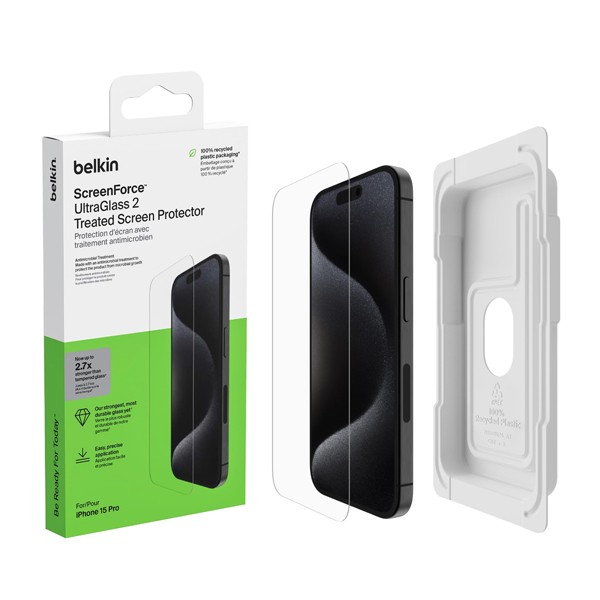 Belkin ScreenForce UltraGlass - Protector de pantalla para teléfono móvil - cristal - para Apple iPhone 13 Pro Max