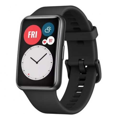 Huawei Watch Fit new - Negro - reloj inteligente con correa - silicona - rojo pomelo - tamaño de la muñeca: 130-210 mm